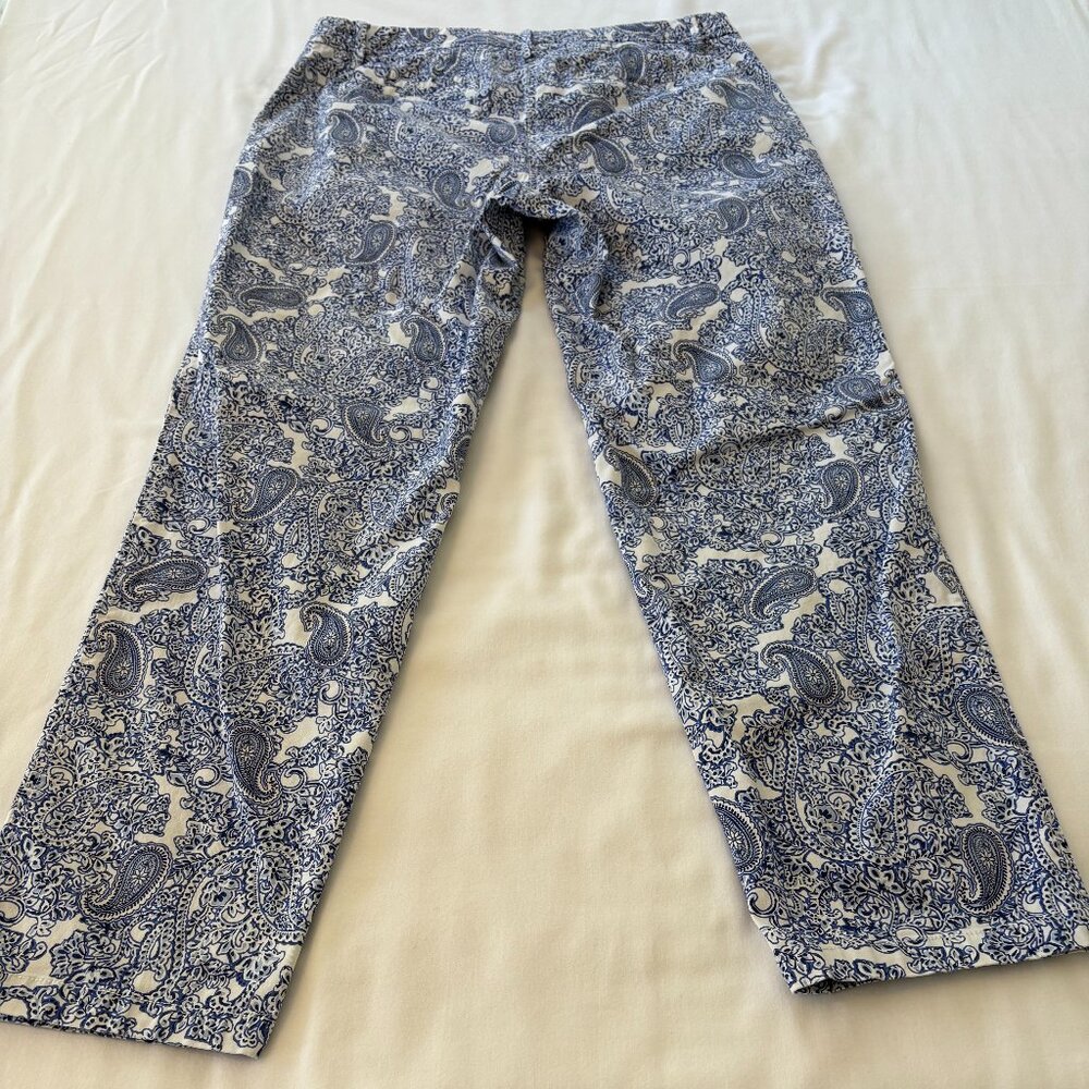Talbot's Blue Paisley Relaxed Chino Women's Slacks, Size 8